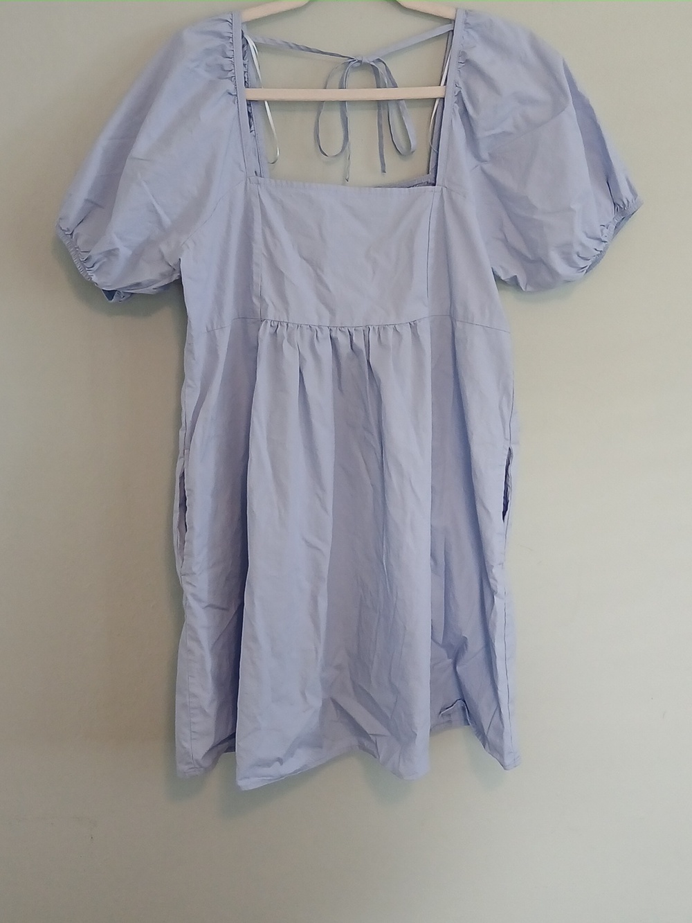 Draper Jame's Women's Light Blue Puff Sleeve Square Neck Mini Dress Size L